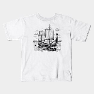 Lonely Ship in the Ocean Kids T-Shirt